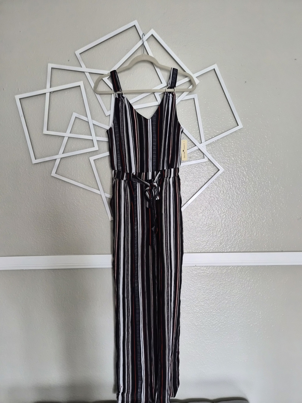 Vertical Stripe Sleeveless Maxi Dress with Tie Waist